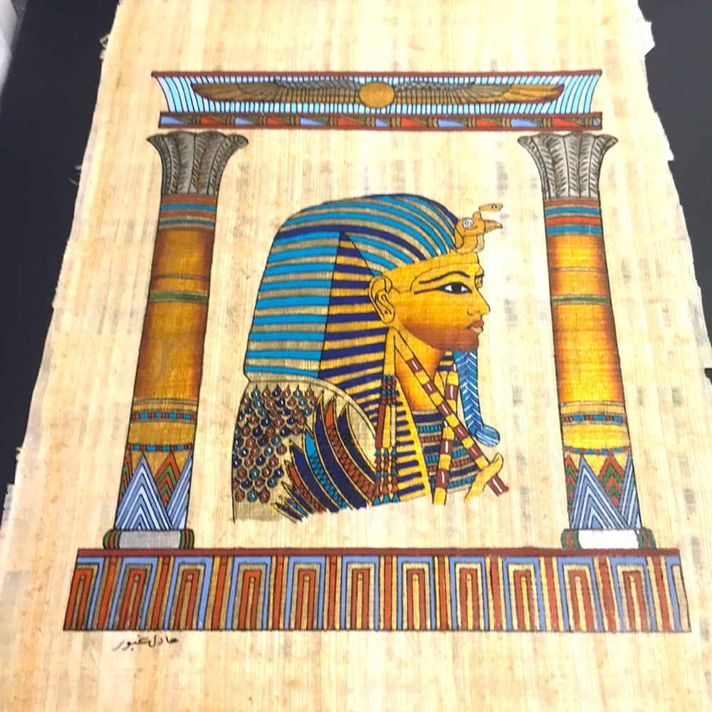 NEW KING TUT ART PRINT ON LINEN LIKE FABRIC FROM LACMA - HIGH QUALITY